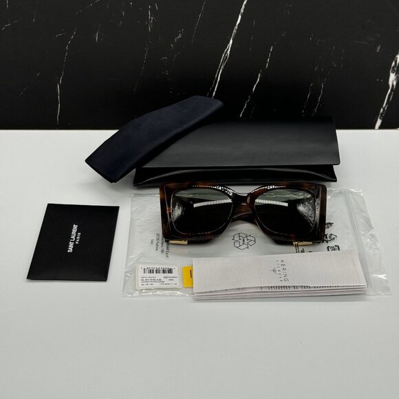 NEW SL M119 BLAZE 002 SAINT LAURENT BLAZE HAVANA OVERSIZED SUNGLASSES SLM119 - Picture 13 of 13